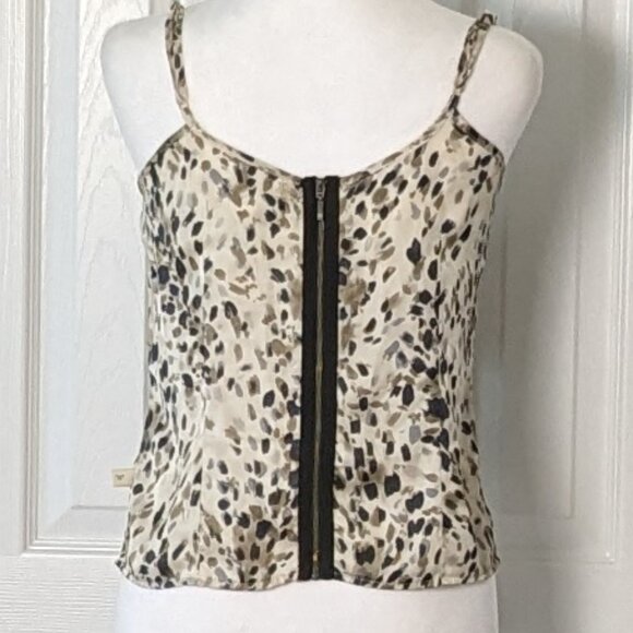 KOSIUKO Women's Adjustable Spaghetti Straps Top Size M Cream Print - Picture 2 of 3